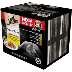 Sheba SHEBA poultry/chicken/ turkey Мокра храна за котки, с птиче, пилешко, пуешко, в сос, 32x85 g