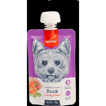 Wanpy Tasty Dog - Месна паста за кучета с патица, морков и грах, 90 гр