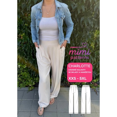 Dámský střih na kalhoty se sklady a manžetou Charlotte | MIMI patterns - Česky – Zboží Dáma