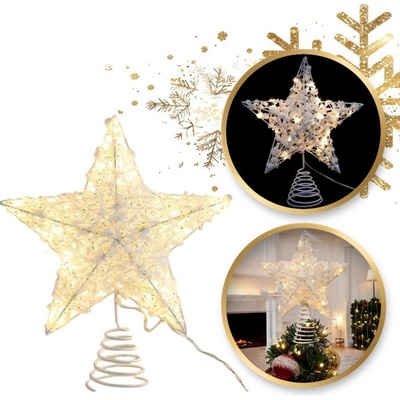 Textilomanie LED světelná hvězda na vánoční stromeček WHITE STAR 25 cm, bílá