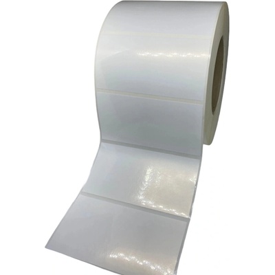 Plastová Etiketa 90 mm x 35 mm, Polyetylén, Biela, Dutinka 40 mm, 1000 ks/kotúč, Silné lepidlo, Priemer kotúča 95 mm