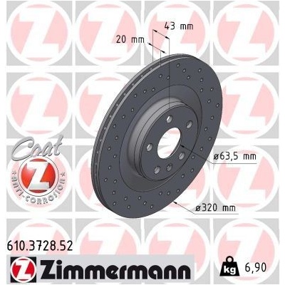 Brzdový kotúč (cena za 1ks) ZIMMERMANN 610.3728.52