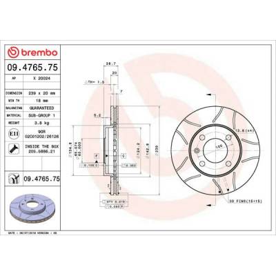 BREMBO Brzdový kotúč 09476575