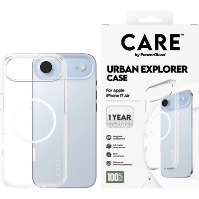 Panzer Калъф CARE - Urban Explorer, iPhone Air, White MagSafe, прозрачен (5715685026843)