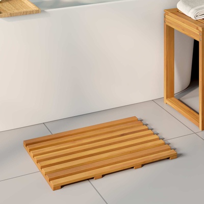 vidaXL Постелка за баня Кафяво 56 x 37 x 2, 5 см Солидно акациево дърво (42025258)