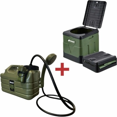 Holdcarp Hygienický Set Prenosné WC + Nabíjateľná Kempingová Sprcha 11L