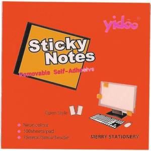  Самозалепващи листчета Sticky 75/75 мм неон, червени