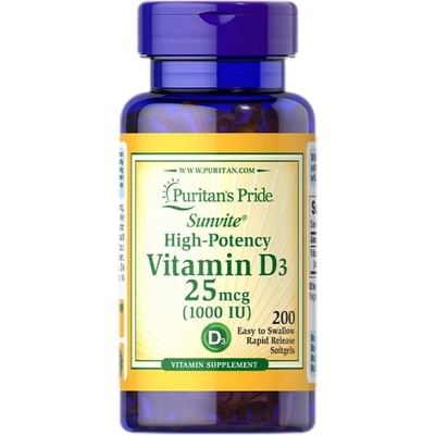 Puritan's Pride High-Potency Vitamin D3 1000 IU [200 Гел капсули]