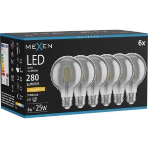 Mexen Vintis 6x LED филаментна крушка E27, G80, 4W, Топла - 2200K, 280 lm, пушек - L155-E27-0422-70x06 (L155-E27-0422-70x06)