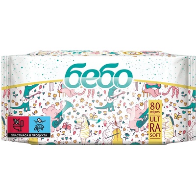 Bebo Влажни кърпички Bebo - Ultra soft, 80 броя (1167)