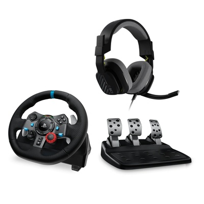 Волан Logitech Driving Force G29 PS3/PS4/PS5/PC в комплект с геймърски слушалки Astro A10 (LOGITECH-RW-G29-BUNDLE)