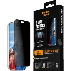 Panzer Стъклен протектор PanzerGlass за iPhone 18 Pro 2-Way Privacy, Ultra-Wide Fit w. FASTFIT IN-A-BOX
