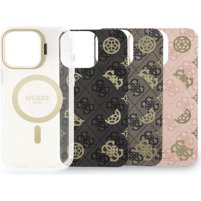 GUESS Хибриден удароустойчив кейс с MagSafe и сменяеми гърбове за iPhone 16 Pro Max - Guess Electroplated Camera Case With Interchangeable Backs (прозрачен-златист) (GUBPSBHMP16XF4P05)