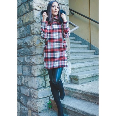 Radek's Collection Дамско зимно палто на шотландско каре с качулка 12103-193