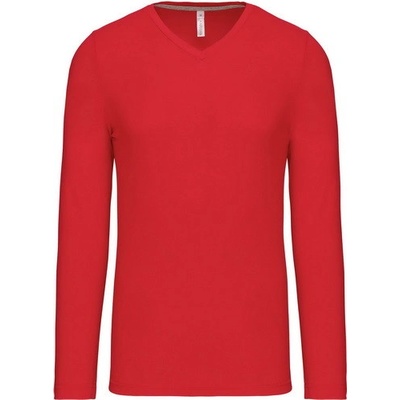 Kariban VINTAGE V-NECK K358 pánské tričko s dlouhým rukávem red