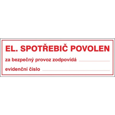 Značka Elektrický spotřebič povolen, samolepicí fólie, 100 × 300 mm BZ FXT14