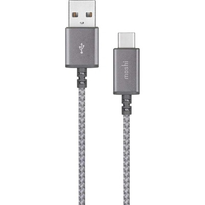 Moshi Integra USB-C Charge and Sync Cable - USB-C кабел за Macbook и устройства с USB-C (25 см) (сив)