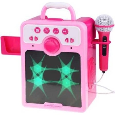 Boombox Hudobný reproduktor s mikrofónom ružový