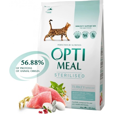 OPTIMEAL For Sterilised cats turkey and oat 4 kg