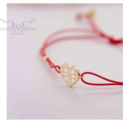 Lillian Vassago šňůrkový náramek se zlatým srdíčkem LLV90-NS003Y Červená