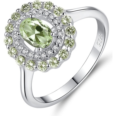 Meucci Stříbrný prsten se žlutozelenými a čirými zirkony SYR067