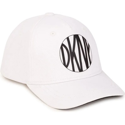 DKNY Детска памучна шапка Dkny в бяло с принт (D31191)