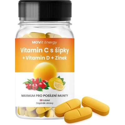 MOVit Vitamin C 1200 mg s šípky + Vitamin D + Zinek PREMIUM 30 tablet