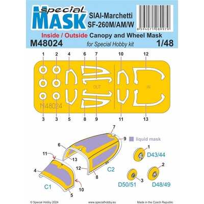 Special Hobby SIAI Marchetti SF 260M/AM/W INSIDE/OUTSIDE MASK M48024 1:48