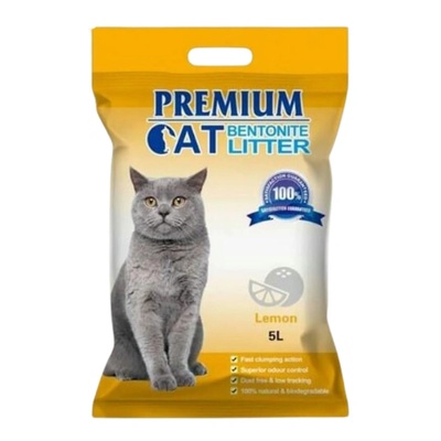 Premium Cat Премиум котешка тоалетна с бентонит - лимон за котки 5l