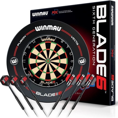 Winmau Blade 6, šedý surround, 2 sety šipek, startovací čára, výstup – Zboží Mobilmania