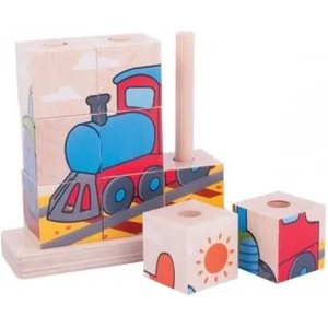 Bigjigs Toys Кубчета Stacking Blocks Transport (BB105)