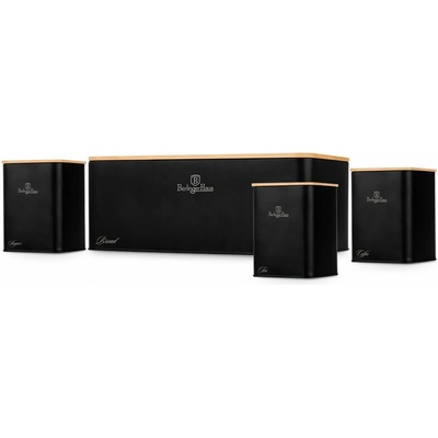 BERLINGERHAUS Chlebník a sada dóz na potraviny 4 ks Matte Black Collection BH-8903