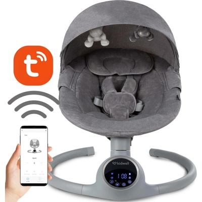 Kidwell REVE 2v1 elektrické houpací křeslo pro miminko s Bluetooth, Tuya a dálk. ovladačem