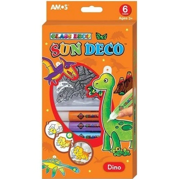 Barvy na sklo sada 6 barev 10,5 ml + 6 sklíček DINO