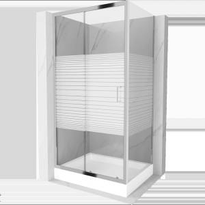 Mexen Apia плъзгаща се душ кабина 120 x 80 cm, бели ленти, хром + корито Рио - 840-120-080-01-20-4510 (840-120-080-01-20-4510)