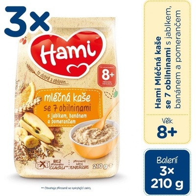 Hami mliečna so 7 obilninami s jablkom banánom a pomarančom 3 x 210 g