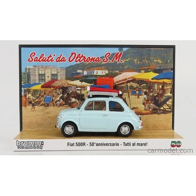Brumm prom Fiat 500r 1972 Tutti Al Mare Saluti Da Oltrona S.m. 50th Anniversario 1972 2022 Velmi Světle Modrá 1:43
