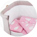 Chipolino Бебешки спален комплект за мини кошара Chipolino - Облаче, Розов (KOSCLOSET010PC)
