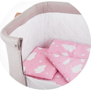 Chipolino Бебешки спален комплект за мини кошара Chipolino - Облаче, Розов (KOSCLOSET010PC)