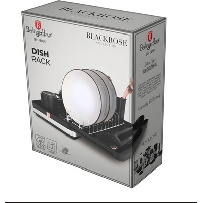 Berlinger Haus BH-889 Регулируема сушилня за съдове от колекцията Black Rose - черна, розово злато (BH-8891)