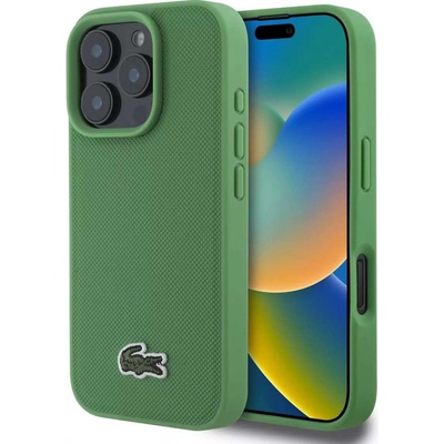 Lacoste Iconic Petit Pique Woven Logo MagSafe pouzdro pro iPhone 16 Pro Max Green