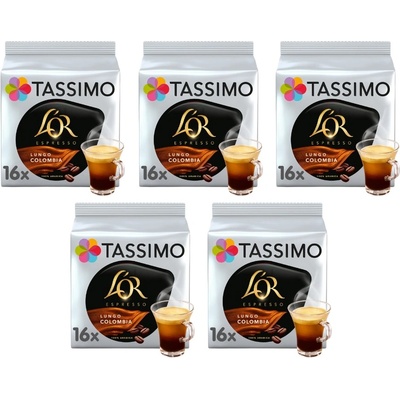 Douwe Egberts Tassimo Lor Lungo Colombia 16 кашона за напитки 5 опаковки