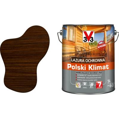 Ochranná lazura V33 na dřevo, hnědá palisandr 5 l