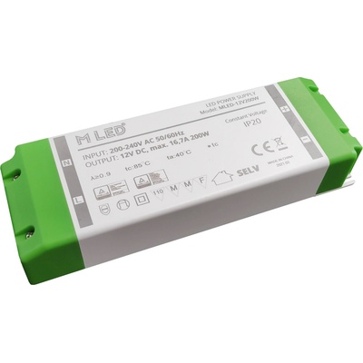 MLED, 200W Nábytkový napájecí zdroj, MLED-12V200W, 12V, 16,7A, IP20