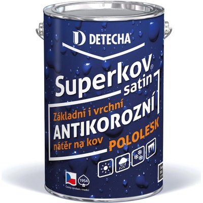 Detecha Superkov Satin 2v1, základní i vrchní barva na kov, pololesk, venkovní i vnitřní, Ral 8017 hnědá čokoláda, 5kg