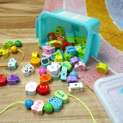 Dětské dřevěné korálky 65 ks – Zboží Dáma