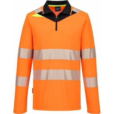 Portwest HI-VIS DX4 DX419 Pánská reflexní polokošile s dlouhým rukávem HV oranžová/černá 3XL