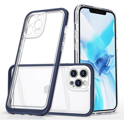 HQWear Прозрачен кейс 3в1 за iPhone 12 Pro Max с гел рамка, син (9145576242438)