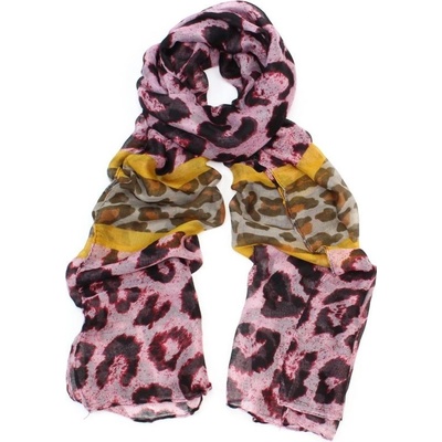 Poppy růžový dámský maxi šátek Leopard 3206
