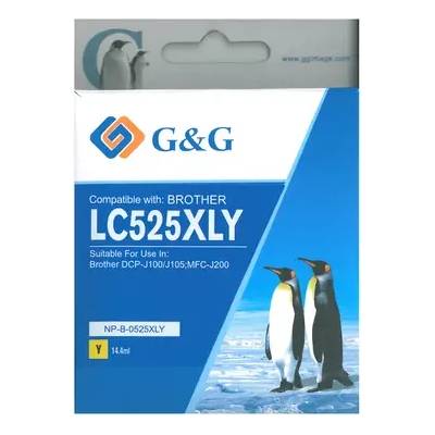 Compatible ГЛАВА ЗА BROTHER DCP J100/J105/MFC J200 - Yellow - LC525XLY (LC-525XLY) - HIGH CAPACITY - PN NP-B-0525XLY - G&G (200BRALC 525YHGG)